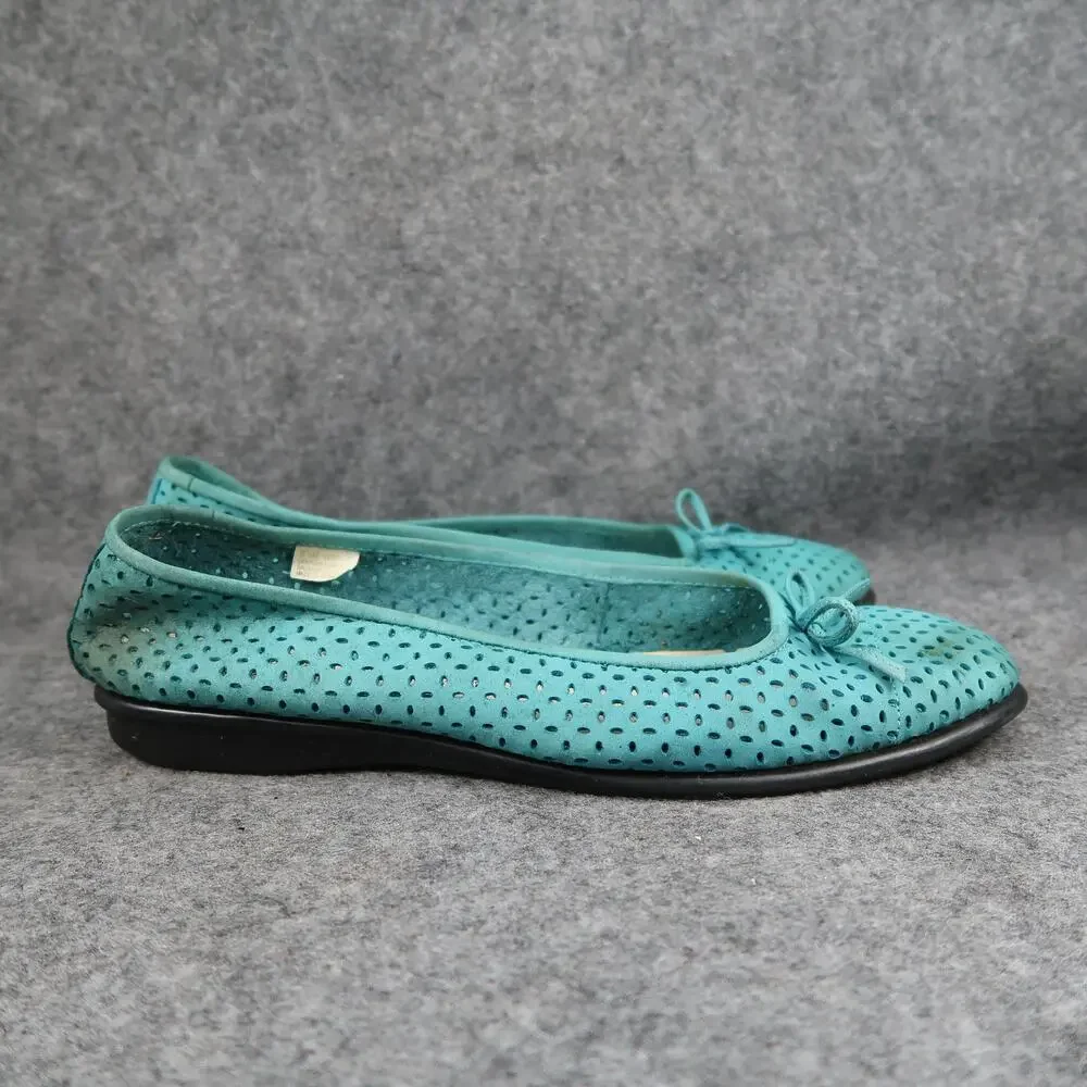 Aerosoles Shoes Womens 8.5 Slip On Flats Ballet Loafer Perforated Leather Blue